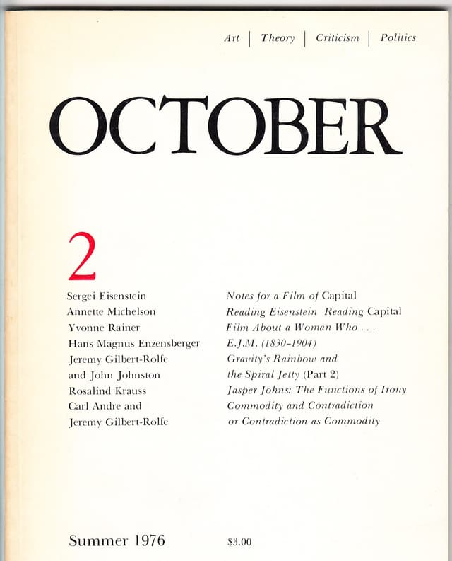 October 2: Art, Theory, Criticism, Politics