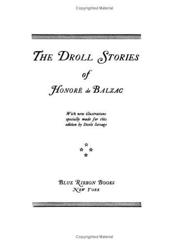 The Droll Stories Of Honore De Balzac